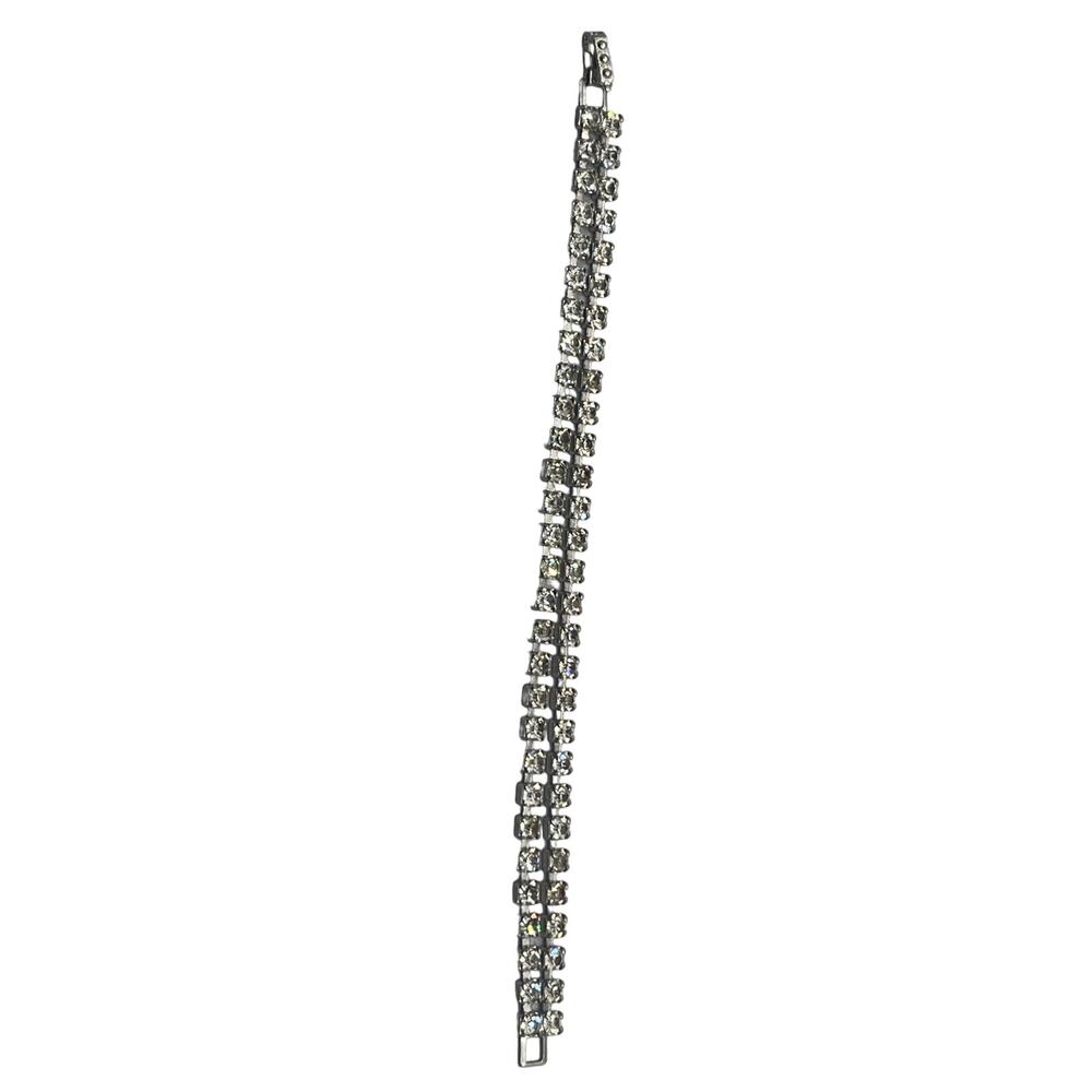 Vintage double Row Rhinestones Silver Tennis Bracelet